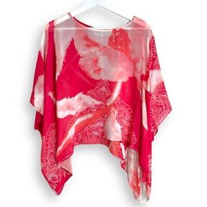 Chicos Silk Poncho M L Floral Print Topper